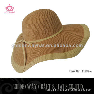 Chapéu de verão bege simples flexível para mulheres